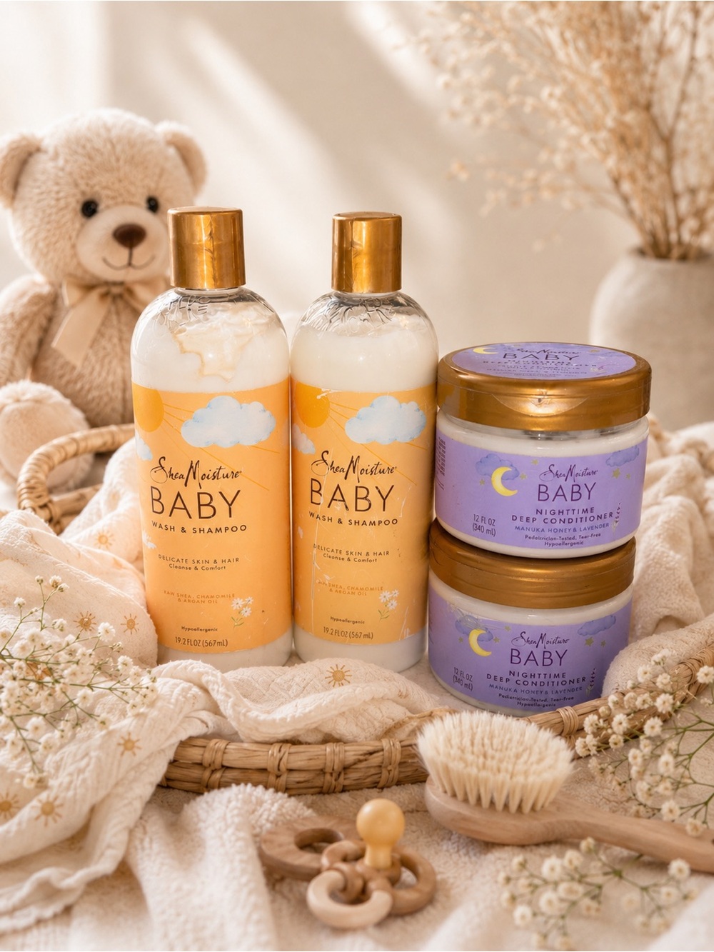 New Shea Moisture Baby Wash & Shampoo + Nighttime Conditioner Set